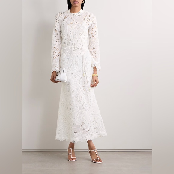 NWT ZIMMERMANN Ottie Embroidery Scalloped Edge Long Dress 3 US10 - Picture 1 of 17